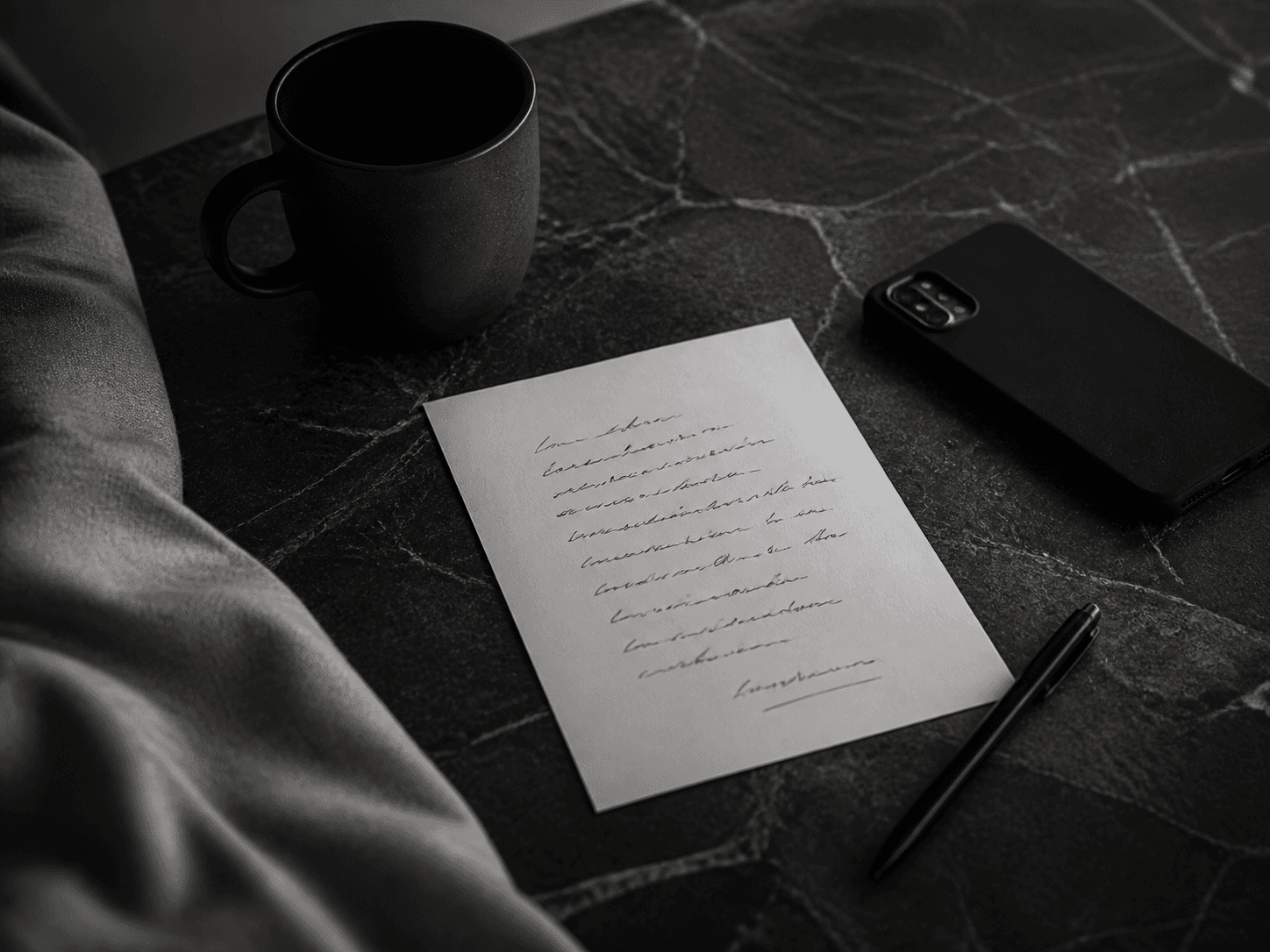 A handwritten customer note beside a phone